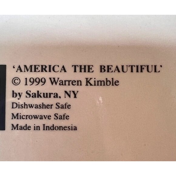 VTG Warren Kimble Americana Themed Dessert Plates Patriotic Scenes Stoneware 8" - Picture 11 of 13